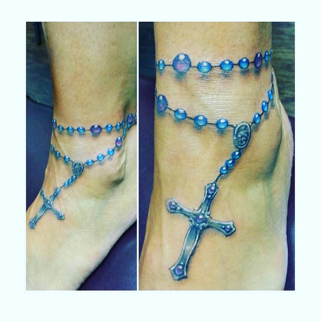 Ankle Rosary tattoos