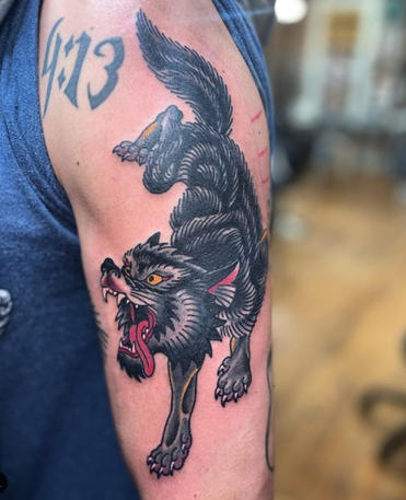 japanese traditional wolf tattoo