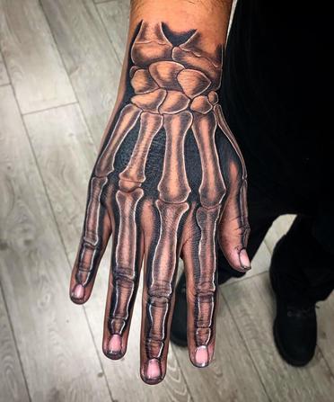 18 Terrifying and Cool Skeleton Hand Tattoo Design