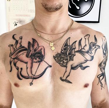 Guardian Angel Tattoo For Chest As Celestial Entity