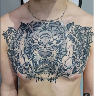 japanese tiger tattoo chest