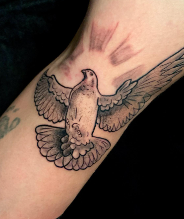 colorful dove tattoo