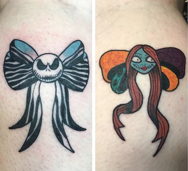 jack and sally matching couples tattoos