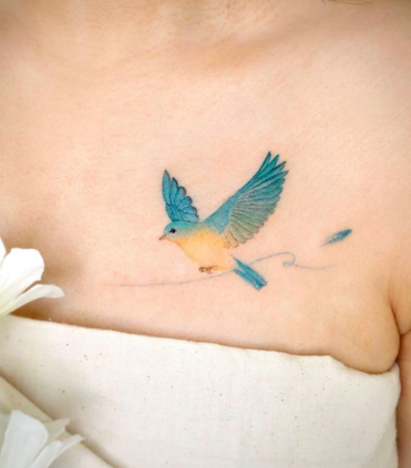 Sparkling Birds Tattoo Ideas And Design For Chest that Will Look Elegant