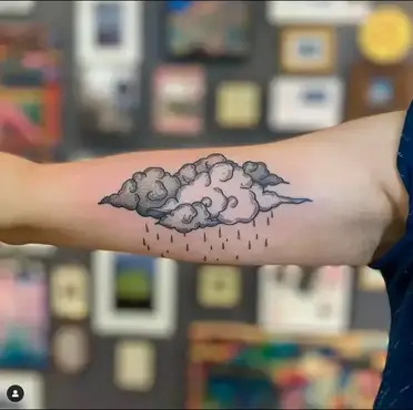 32 Great Cloud Tattoos & Ideas With Rainbows + Raindrops