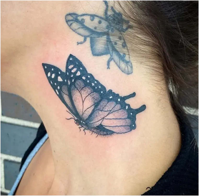 butterfly tattoo on neck  Tiny Tattoo inc