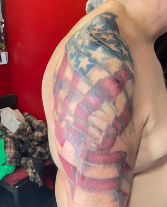 US Flag Tattoo  Flag tattoo American flag sleeve tattoo Shoulder sleeve  tattoos