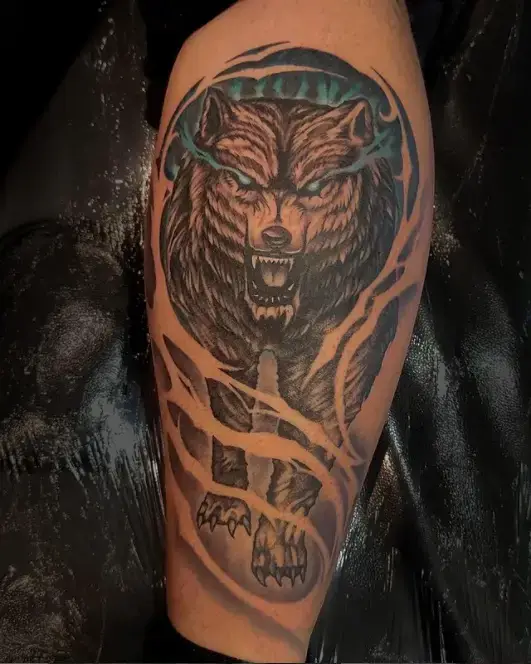 Black Dangerous Wolf Tattoo