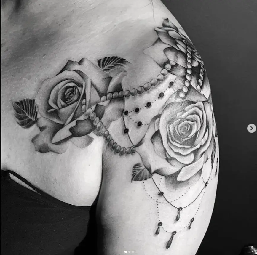 Black Rose Tattoo on Left Shoulder