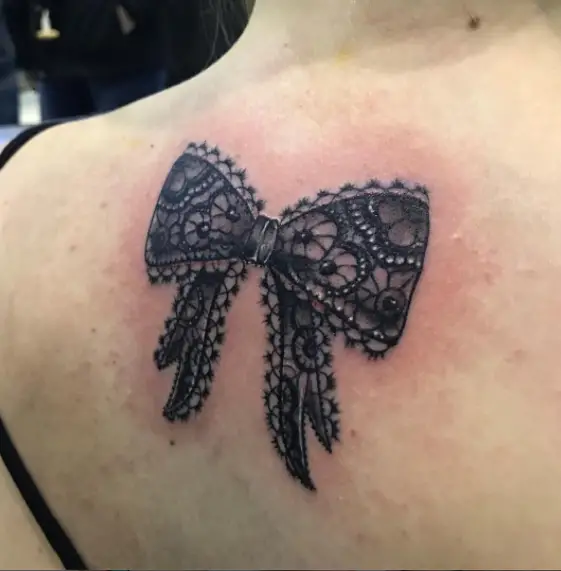 Bow Lace Shoulder Tattoo