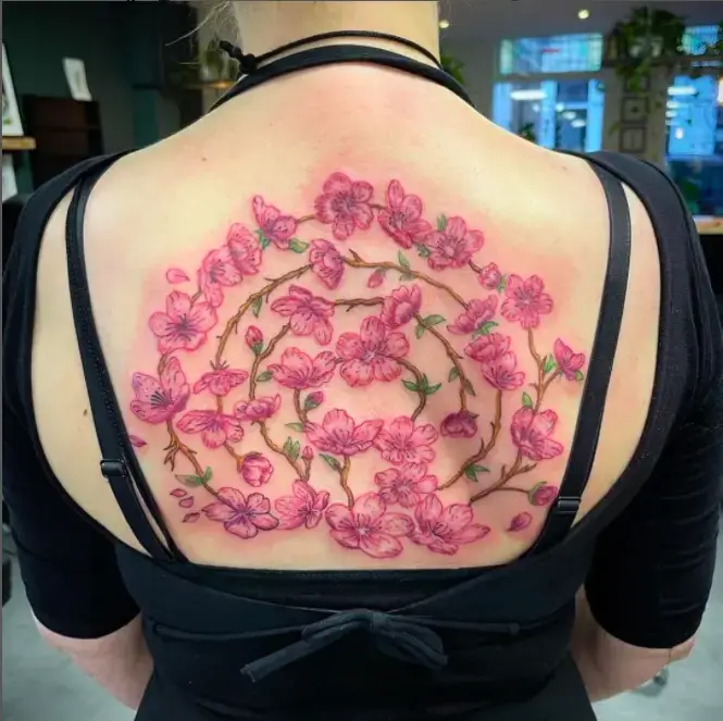 Cherry Blossom Tree Spiral Tattoo