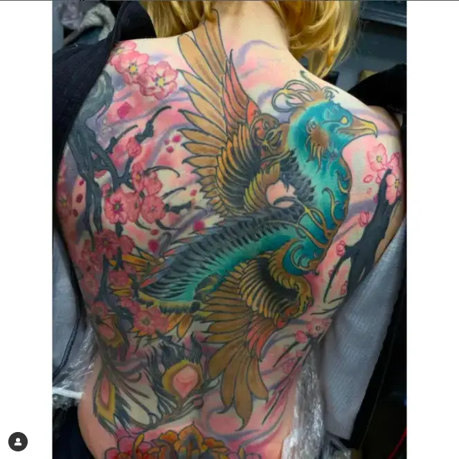 Cherry Blossom with Phoenix Tattoo