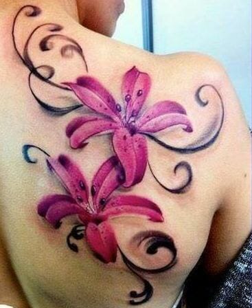 Colored Flowers Large Tattoo Design