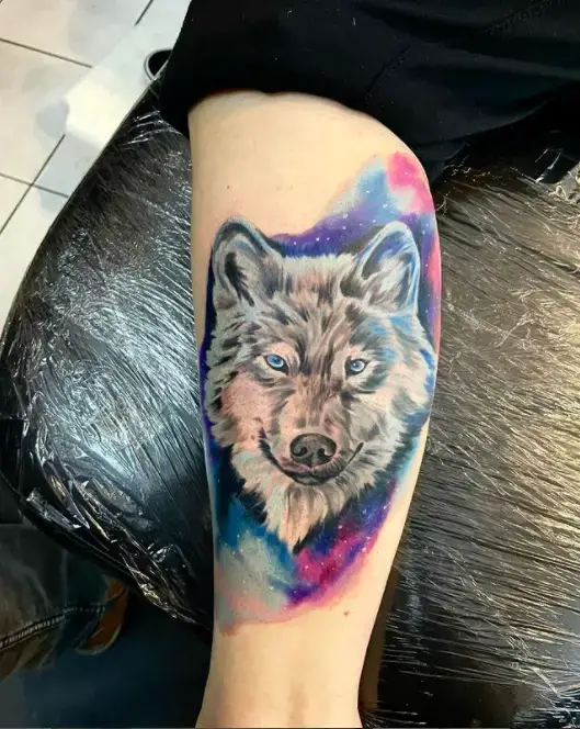 Colored Wolf Tattoo 