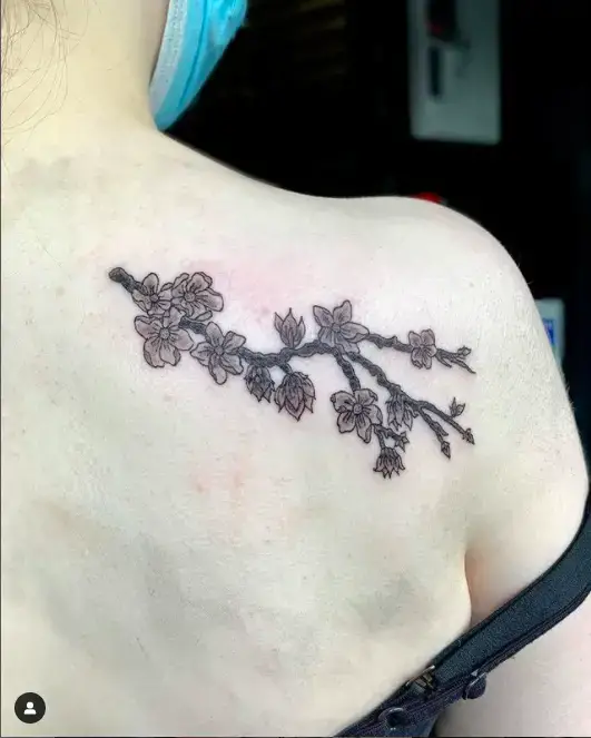 Cute Cherry Blossom Branch Tattoo