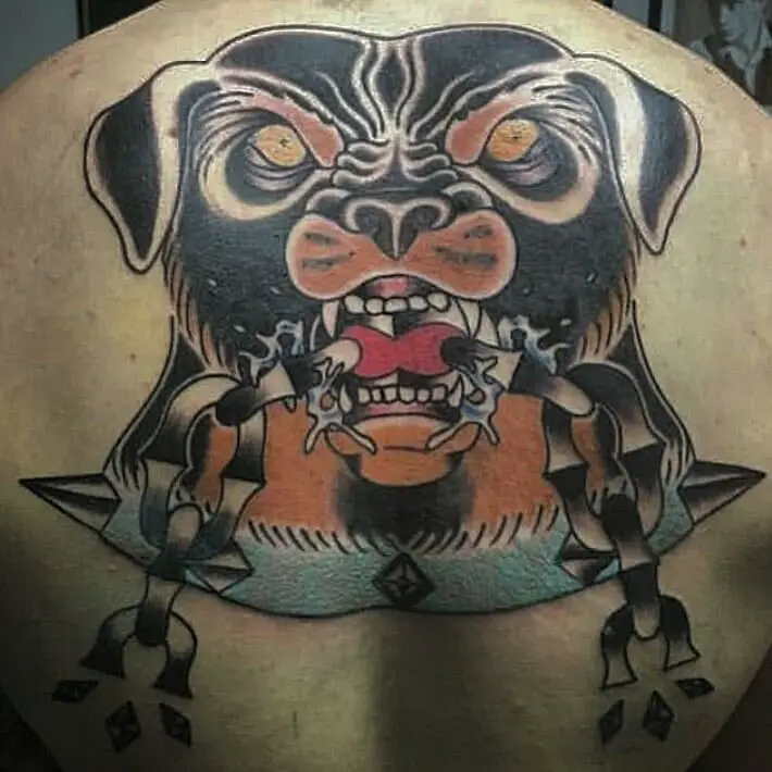 Dog Back Piece Tattoo