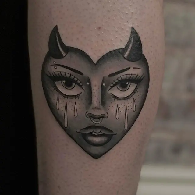 Evil Crying Heart Tattoo