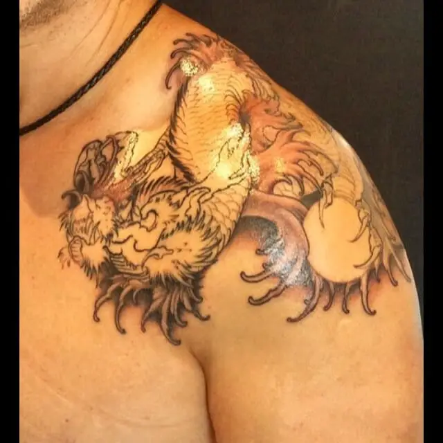 Fantastic Dragon Shoulder Tattoo Design