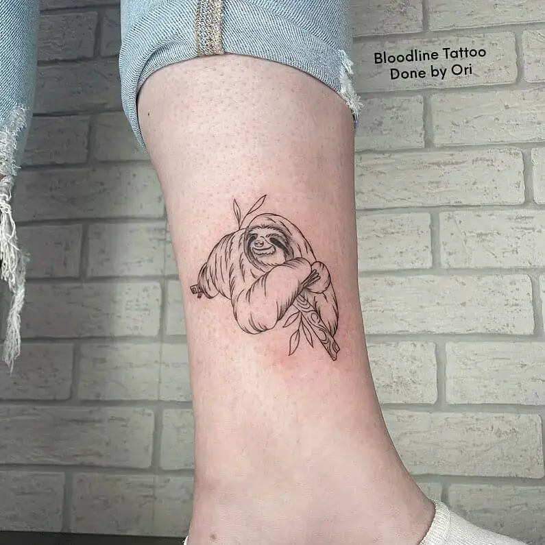 Fineline Sloth Tattoo
