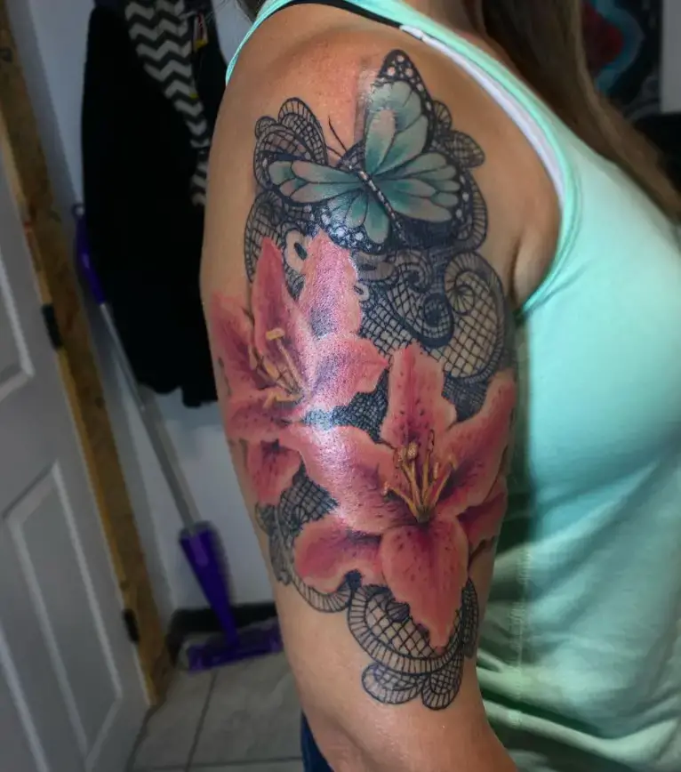Flower Lace Shoulder Tattoo