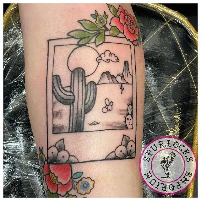 Geometric shapes cactus tattoo