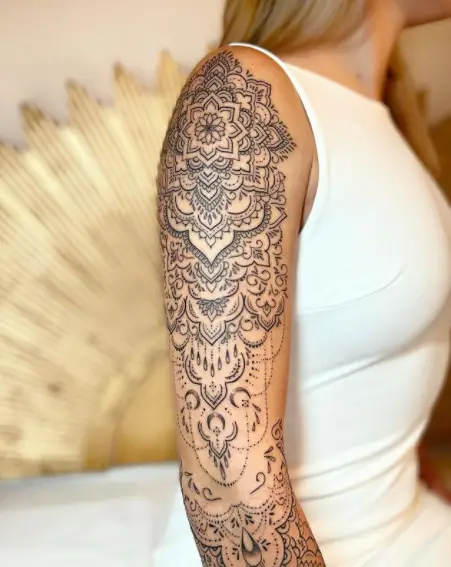 Henna Lace Shoulder Tattoos
