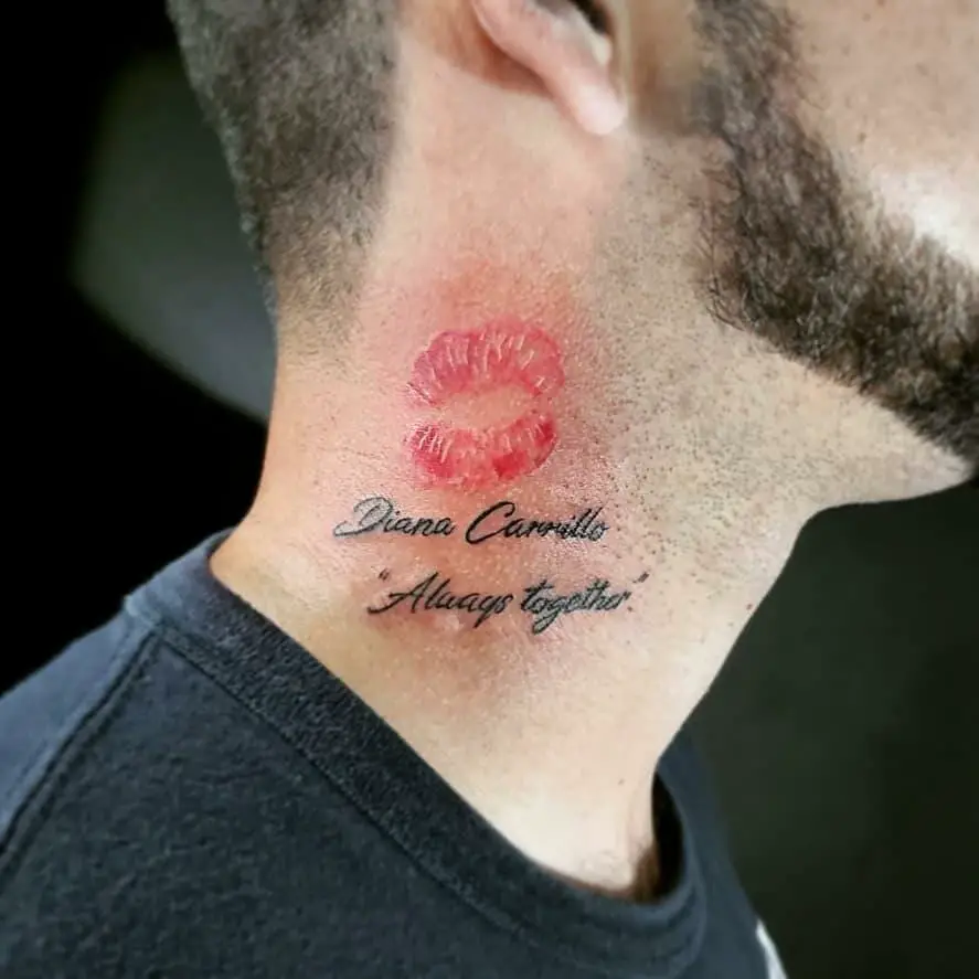 Kiss Mark And Word Tattoo 