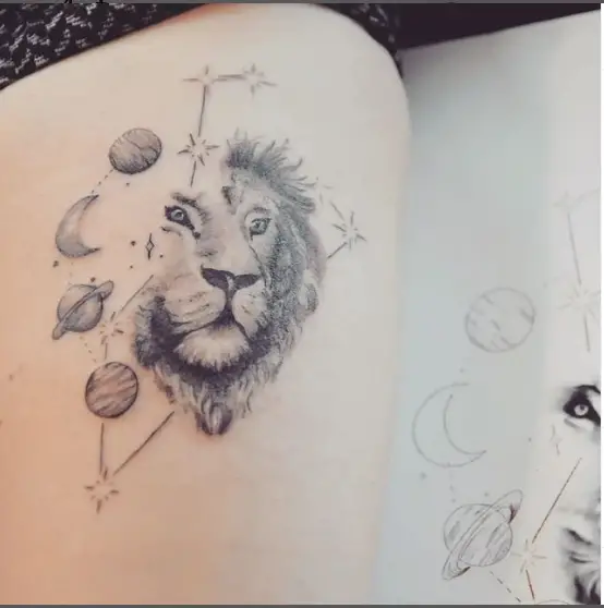 Moon and Lion Tattoo