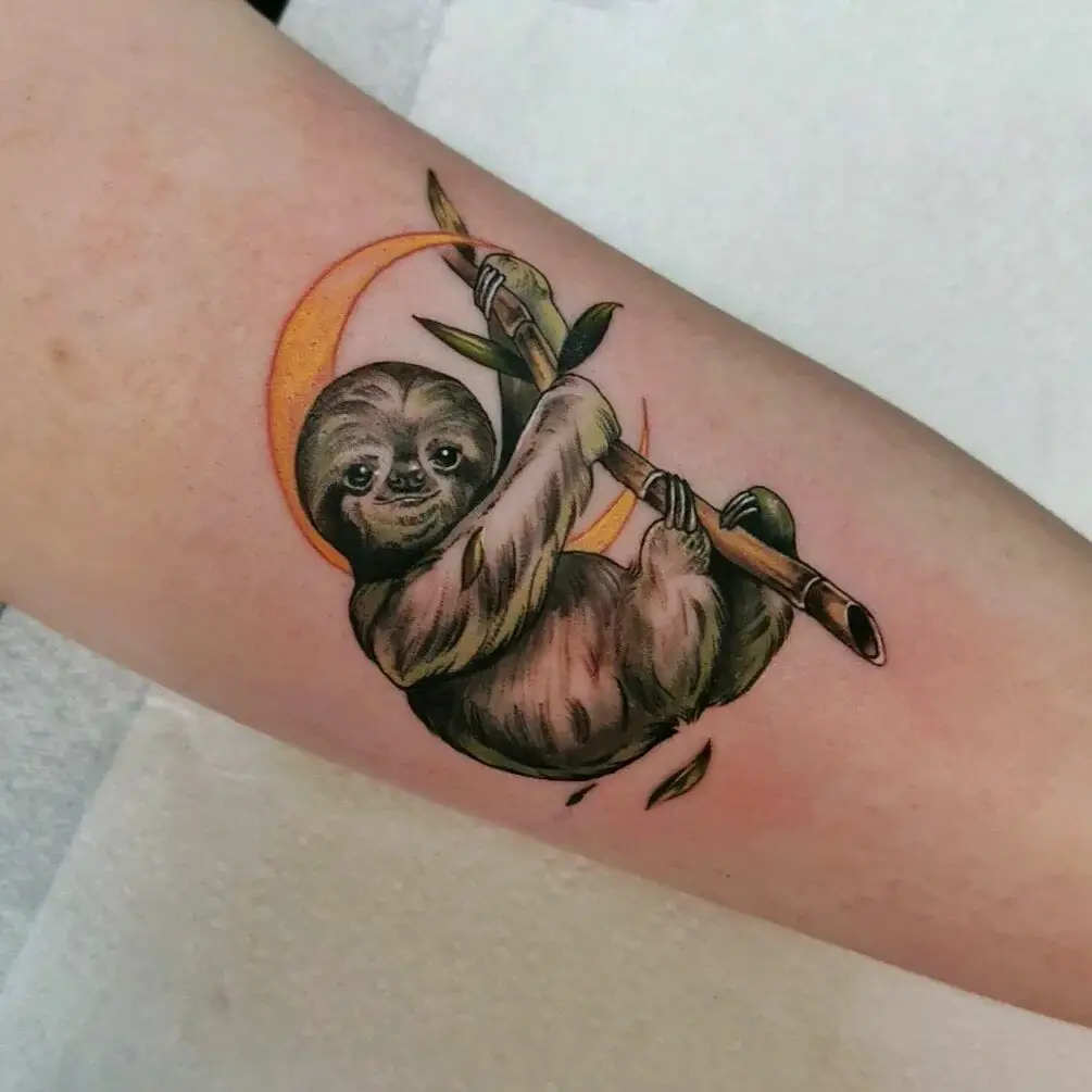 Moon and Sloth Tattoo