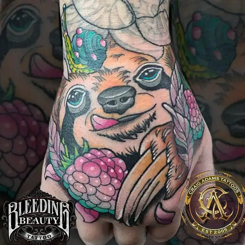 Neotraditional Sloth Tattoo