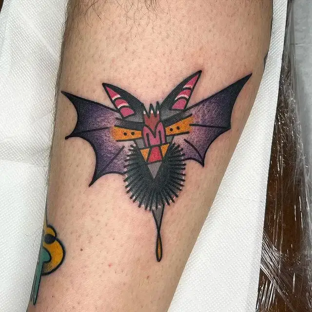 Oriental style bat tattoo