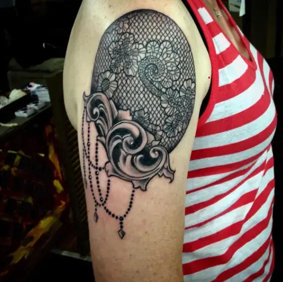Outstanding Shoulder Lace Tattoo