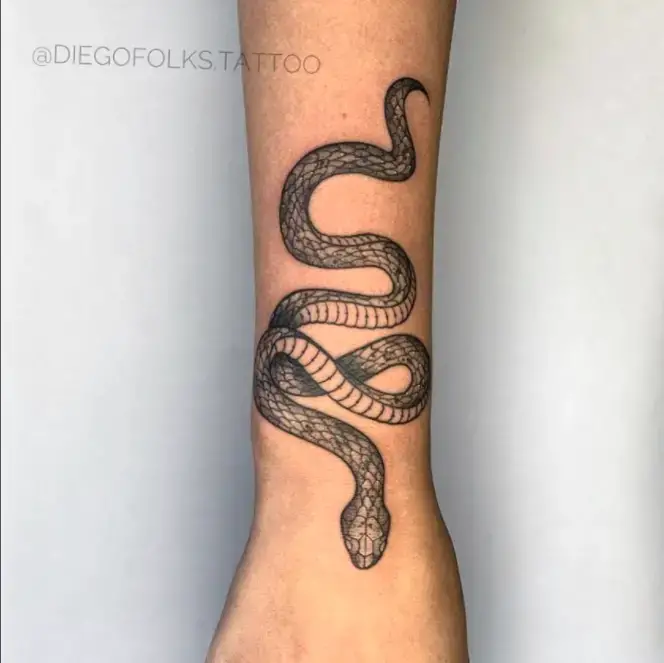 Realistic Wrist snake tattoos