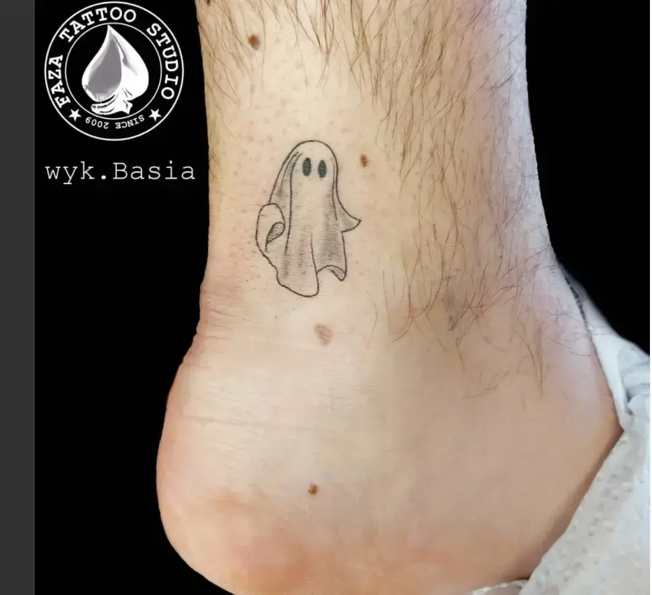 Small Ghost Ankle Tattoo