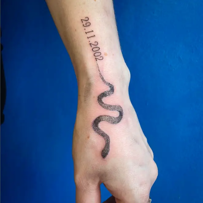 Snake with Date Tattoo