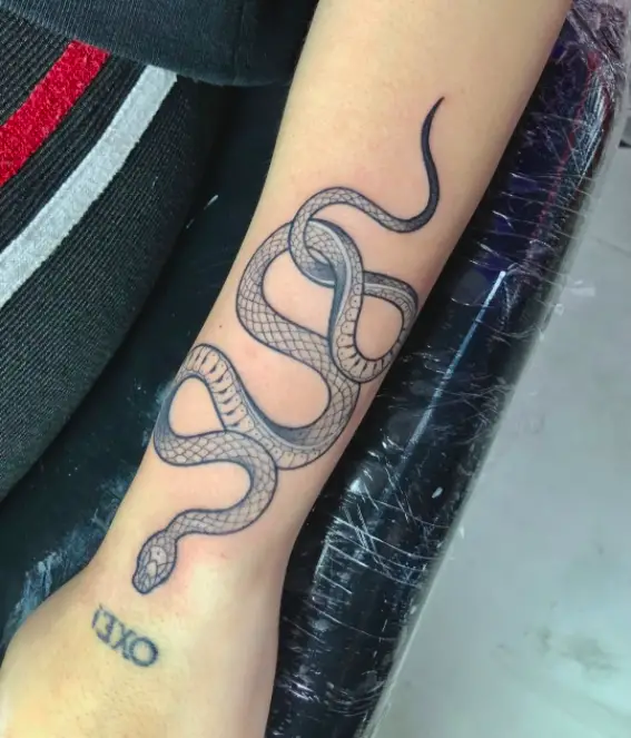 Snake with Letters Tattoo