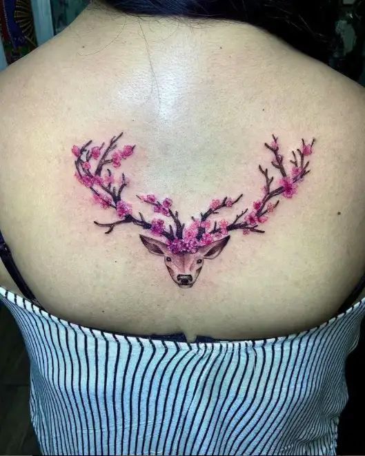 Stag Face with Tattoo