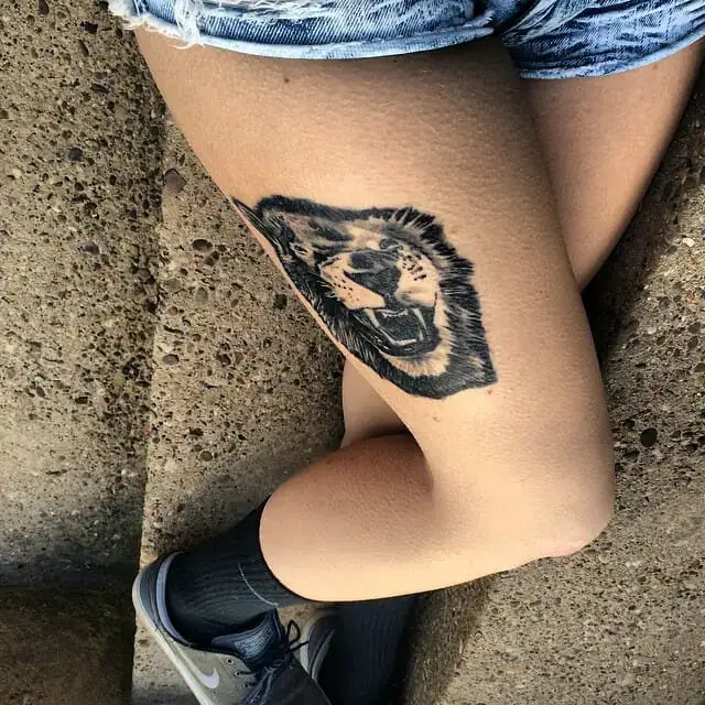 Stunning Small Lion Face Tattoo