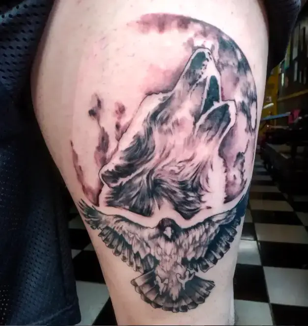 Wolf and Raven Tattoo