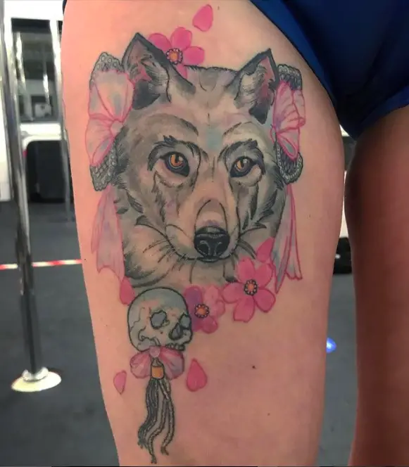 Wolf and Skull Tattoo