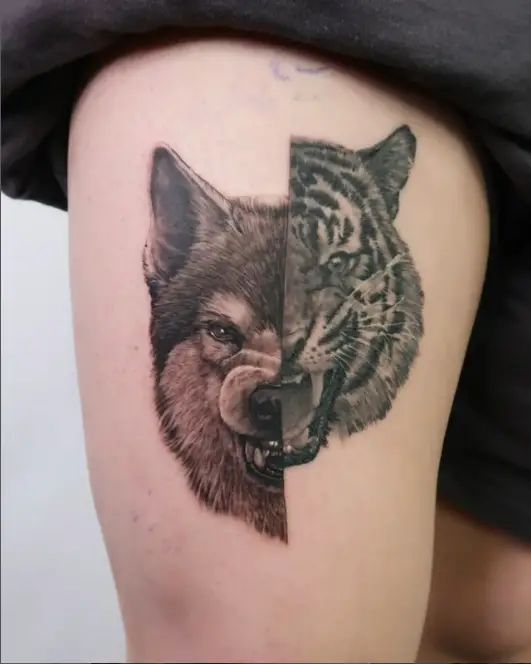 Wolf and Tiger Tattoo