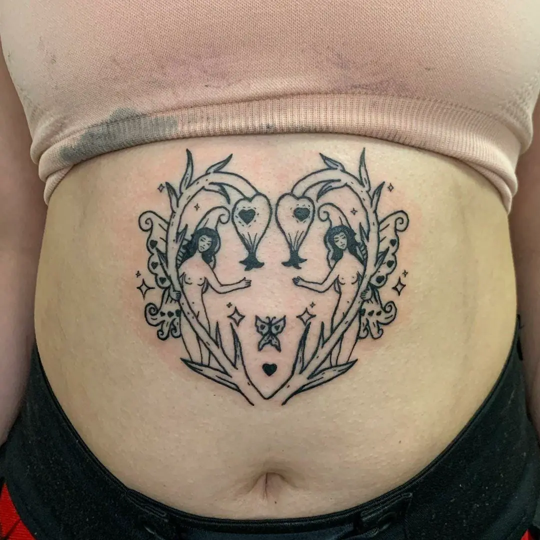 Women stomach tattoos