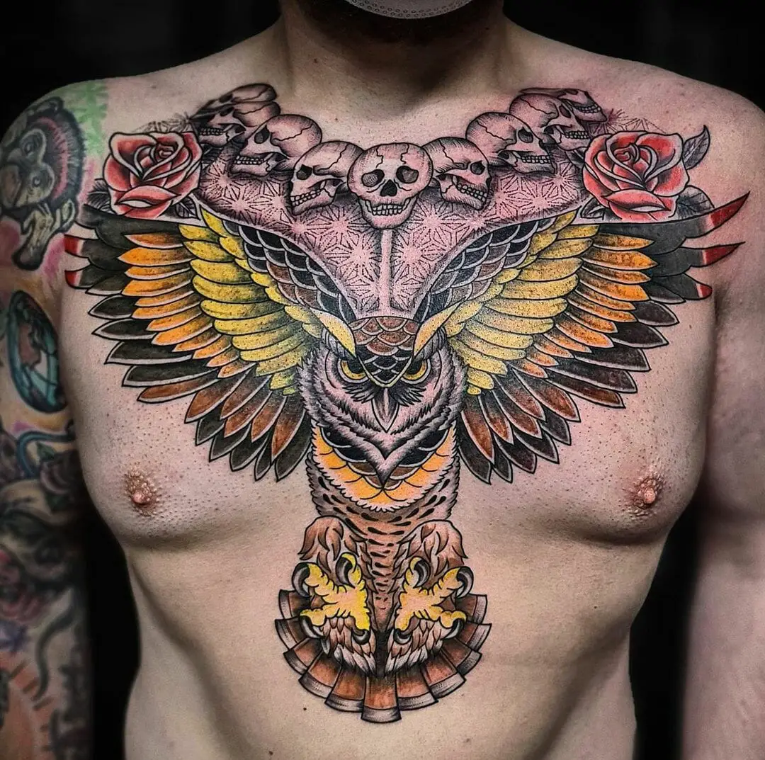 63 Amazing Owl Tattoos for Chest to Try Right Now