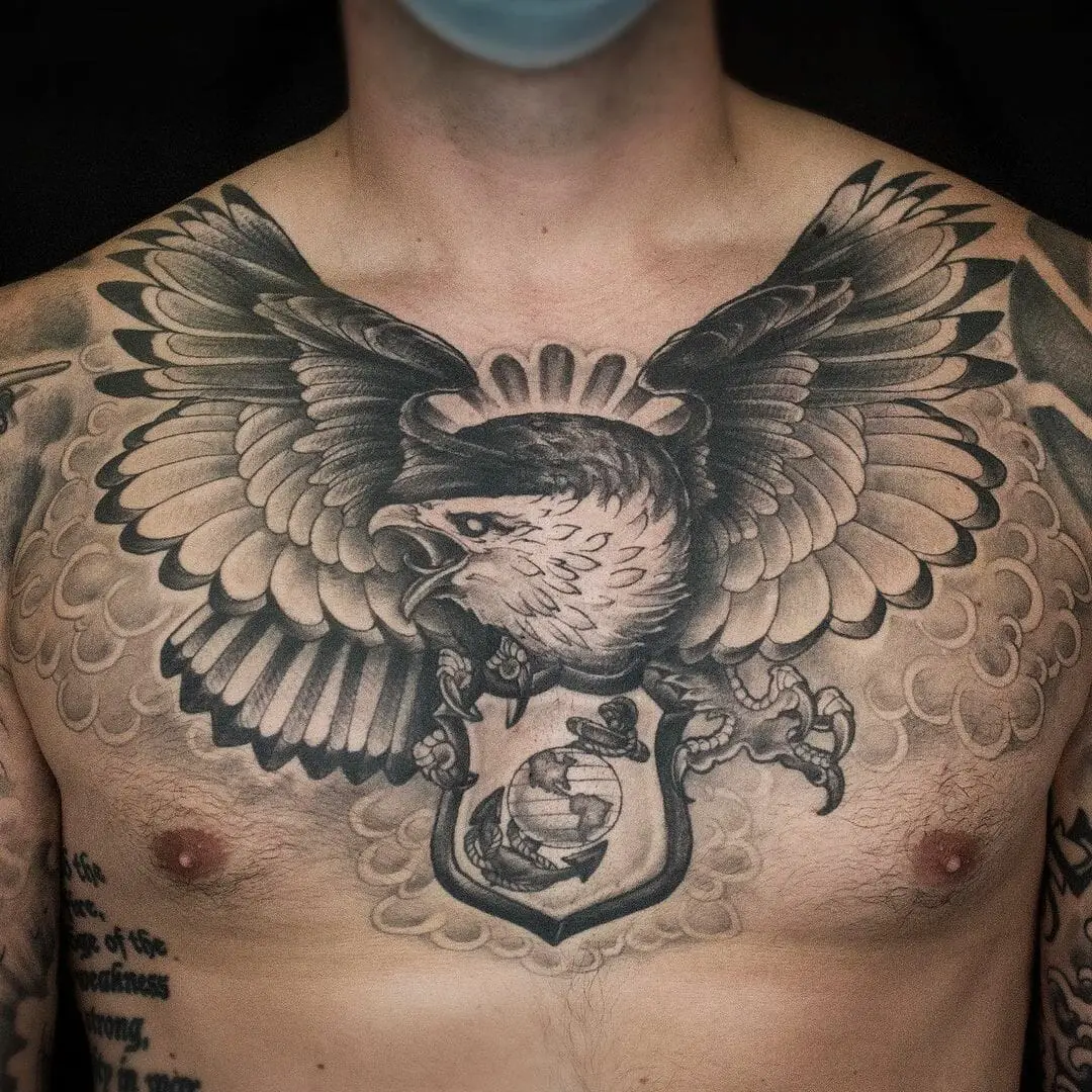 traditional American tattoo of an eagle with a fish in its talon... -  Arthub.ai
