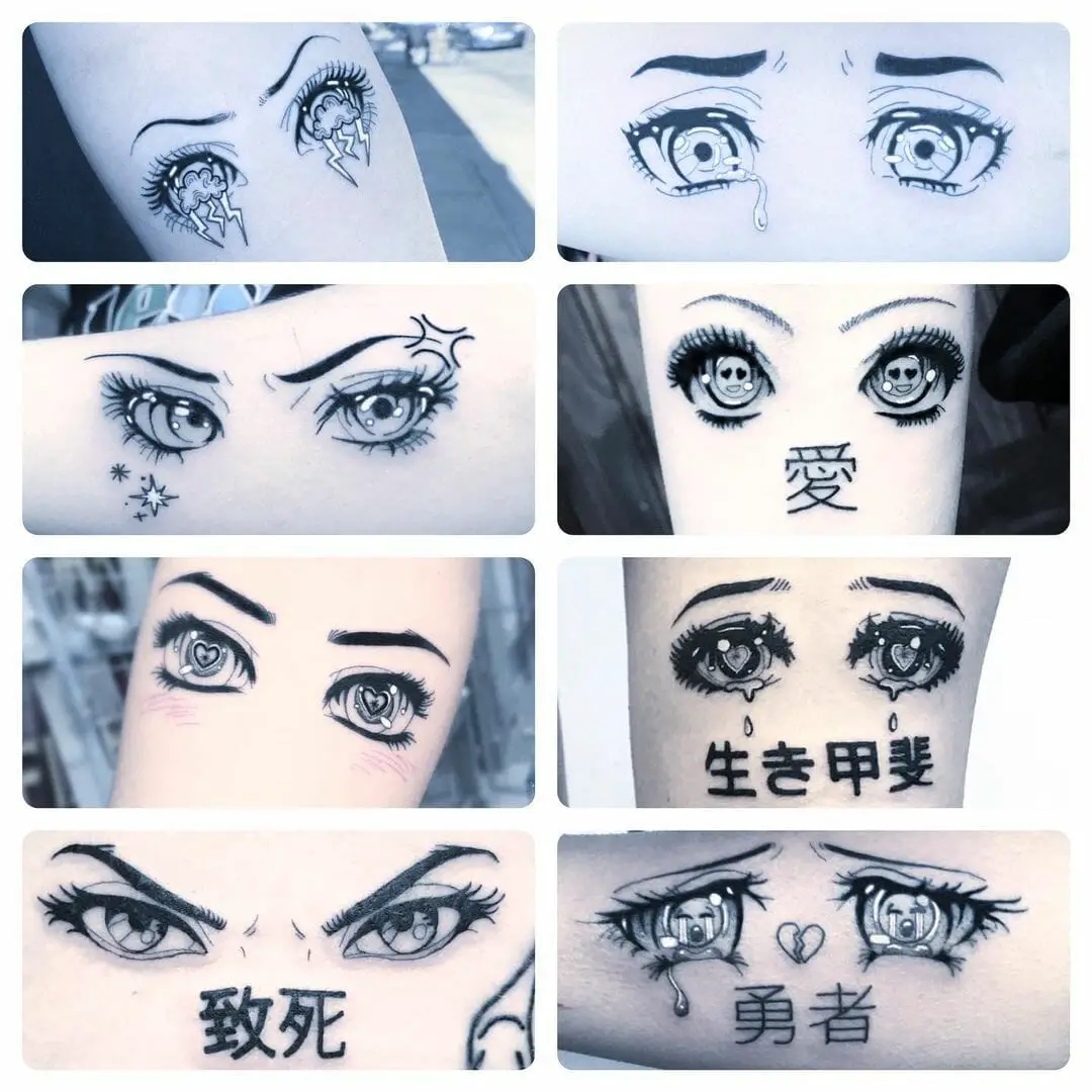 23 Stunning Anime Eye Tattoo Designs With Full Of Emotion - Psycho Tats