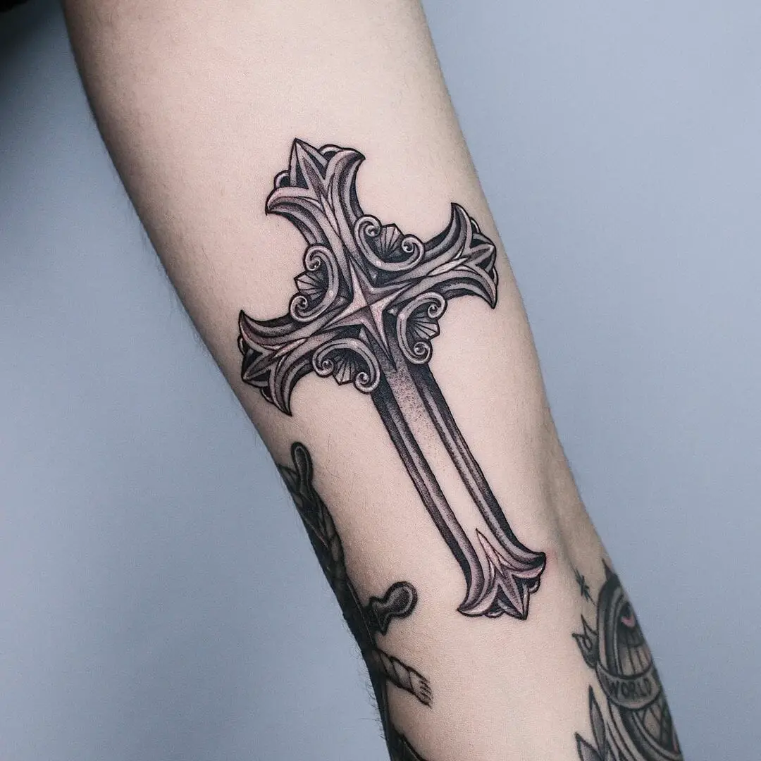 Custom armband with cross... Inked on @Ismail ... #customarmbandtattoo # armbandtattoo #musculartattoos #oldman_tattoostudio #tito_oldman… |  Instagram