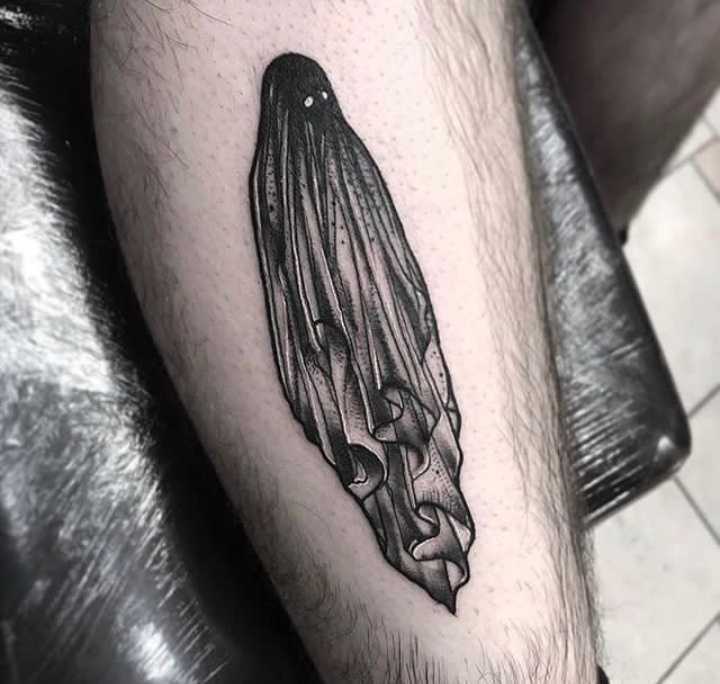Dark Ghost Tattoo On Leg