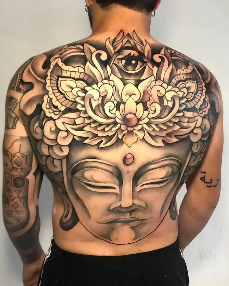 With power and growth signs, Buddha tattoos on back looks stunning and distinct styles. A solitude image gives a styling appeal on the back!