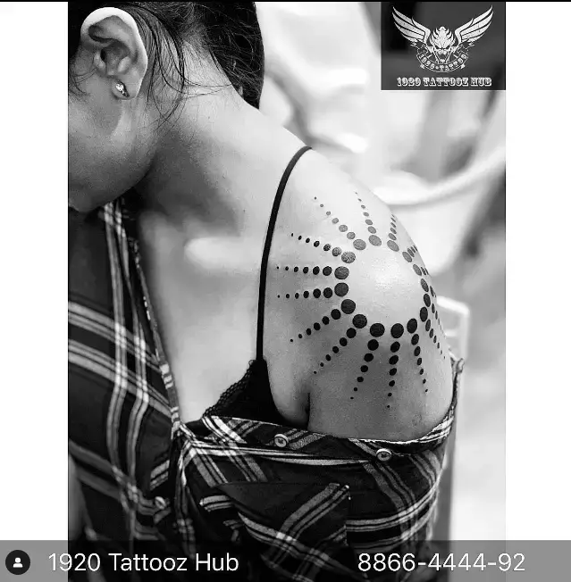 Black Mandala Tattoo On Shoulder
