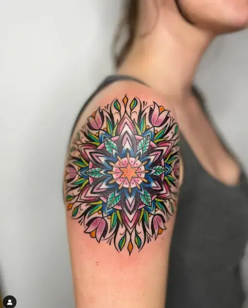 Multicolor Mandala Tattoo Idea